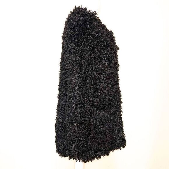Smythe 'Mongolian' Faux Fur Shaggy Black Mid Length Coat Small US 2 - Picture 4 of 10